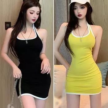 Женское облегающее платье Тонкие платья с бретелькой без рукавов M