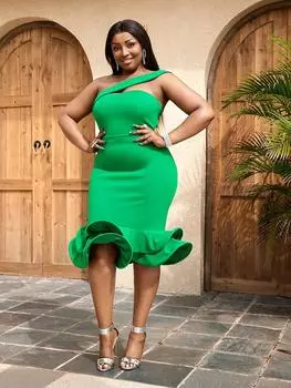 Женское облегающее платье-труба с открытой спиной, русалка на одно плечо, вечерние платья знаменитостей, наряды больших размеров XL розовый