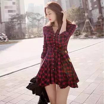 Женское облегающее платье в клетку с оборками и длинными рукавами, весна-осень 2025 г. S винный/красный