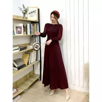 Женское облегающее плиссированное макси-платье с поясом, женское уличное винтажное платье с завязкой спереди, халат onesize бордовый