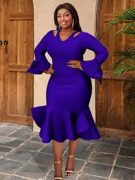 Женское облегающее вечернее платье с открытыми плечами, оборками, длинными рукавами и галстуком-бабочкой, элегантные тонкие вечерние туники для свиданий, большие размеры