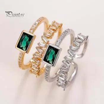 Женское обручальное кольцо, двухслойное открывающееся регулируемое кольцо из полированного циркона, зеленое обручальное кольцо с искусственным кристаллом, подарок на день Святого Валентина золотистый
