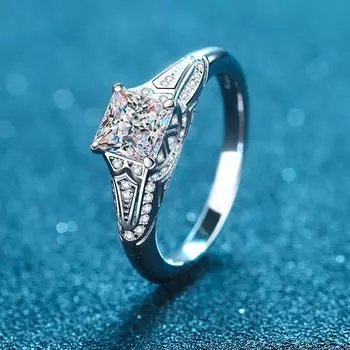 Женское обручальное кольцо из 100% муассанита огранки принцессы, тест пройден, 2 карата 1 карата, полный бриллиант S925, серебряный квадратный браслет 5.5