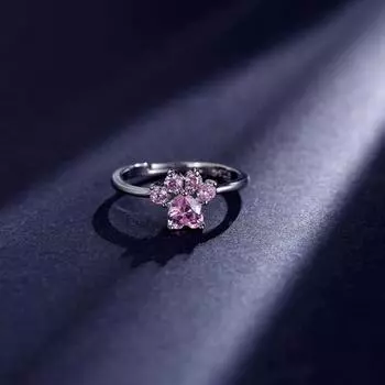 Женское обручальное кольцо с кошачьей лапой, кубический цирконий, регулируемое полированное гальваническое покрытие серебряный