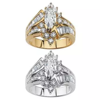 Женское обручальное кольцо с кубическим цирконием в форме маркизы, юбилейное ювелирное кольцо на палец US 9 золотистый