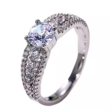 Женское обручальное кольцо вечности круглой формы с цирконием серебряного цвета 6 серебряный