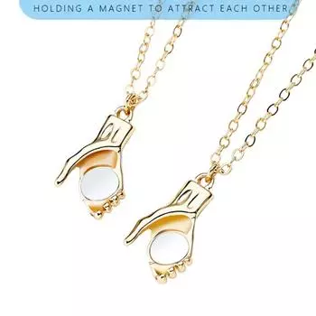 Женское Очаровательное ожерелье с кулоном в виде сердца на День святого Валентина, 2 шт./лот, кулон в виде рук, магнитная пара, дружба
