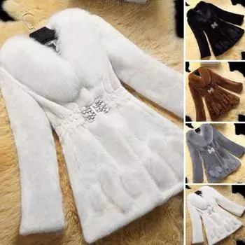 Женское однотонное эластичное пальто с толстыми плюшевыми рукавами и лацканами с длинной талией и пряжкой, теплое пальто из искусственного меха L чёрный