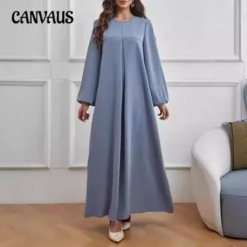 Женское однотонное длинное темпераментное свободное повседневное платье больших размеров S серый