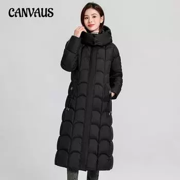 Женское однотонное хлопковое пальто больших размеров, зимняя утолщенная хлопковая куртка длиной до колена с капюшоном, длинная куртка L чёрный