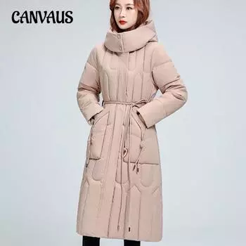 Женское однотонное хлопковое пальто больших размеров, зимняя утолщенная хлопковая куртка длиной до колена с капюшоном, длинная куртка L чёрный