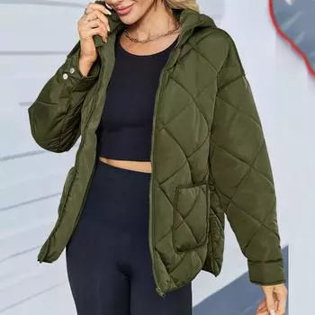 Женское однотонное модное хлопковое пальто с большим карманом и разрезом, свободная куртка с капюшоном и длинными рукавами на молнии S