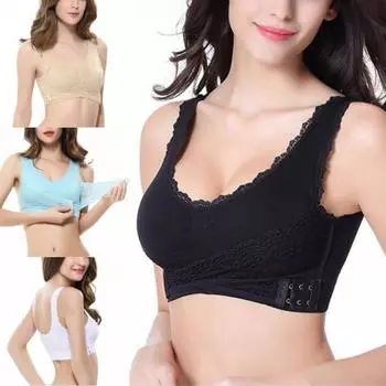 Женское однотонное нижнее белье, бюстгальтер с боковой пряжкой спереди, крестик S-6XL, дышащее модное повседневное нижнее белье L