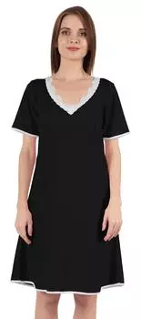 Женское однотонное ночное платье Inkmeso, кружевная одежда для сна с коротким рукавом, домашняя одежда 3XL чёрный