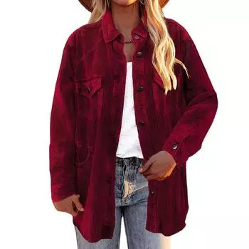 Женское однотонное пальто с карманами, отложным воротником, однобортное, свободное, с длинным рукавом, винного цвета S вино красного