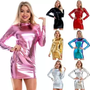 Женское однотонное платье с длинными рукавами, стильное сценическое платье, степ-платье с запахом на бедрах M