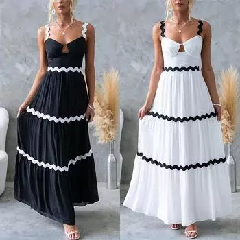 Женское однотонное платье с кружевными бретелями для чулок, свободного покроя S белый