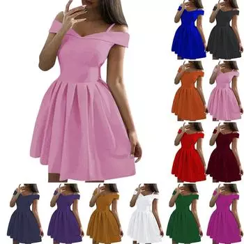 Женское однотонное плиссированное платье без рукавов без бретелек на талии, сексуальное платье L чёрный