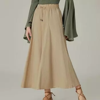 Женское однотонное плиссированное платье с французским разрезом, женская юбка L хаки