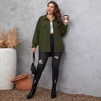 Женское однотонное полосатое пальто с принтом на пуговицах и длинным рукавом-фонариком, свободная куртка, повседневное повседневное пальто для поездок на работу, дышащее удобное тонкое пальто большого размера XL зелёный