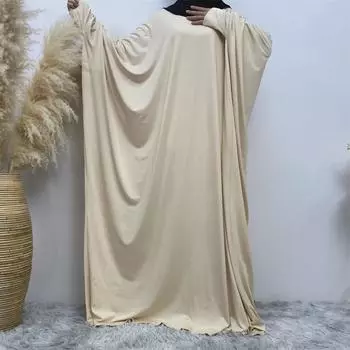 Женское однотонное повседневное длинное платье с рукавами «летучая мышь» One Size