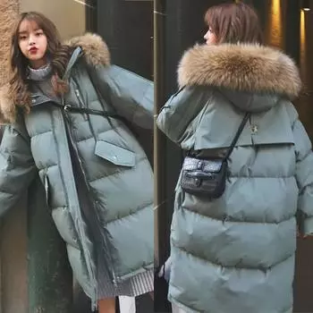 Женское однотонное пуховое хлопковое пальто с длинными рукавами большого размера, свободное пальто средней длины с капюшоном S зелёный