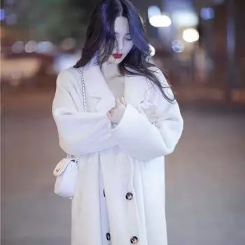 Женское однотонное шерстяное пальто зимнее