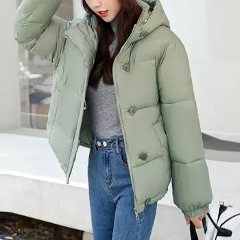 Женское однотонное теплое хлопковое пальто с воротником-стойкой и длинными рукавами и карманами, хлопковая куртка M розовый