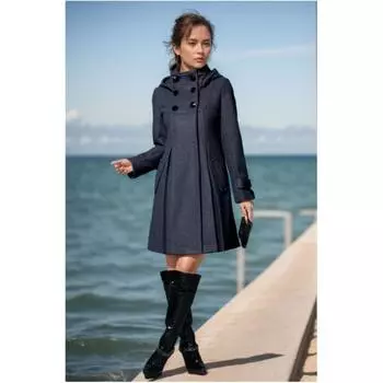 Женское однотонное тонкое твидовое пальто средней длины 3XL чёрный