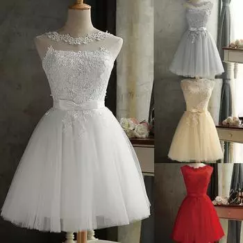 Женское официальное свадебное платье подружки невесты, вечернее бальное платье для выпускного вечера, коктейльное платье S красный