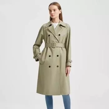 Женское осенне-весеннее пальто, элегантный тонкий длинный плащ, платье цвета хаки, женская ветровка, верхняя одежда, пальто в корейском британском стиле XXXL зелёный