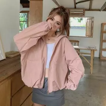 Женское осенне-весеннее пальто свободного покроя, однотонное, на молнии, с длинными рукавами, с капюшоном, карманами, гладкая поверхность, дорожная куртка для отдыха на природе M чёрный