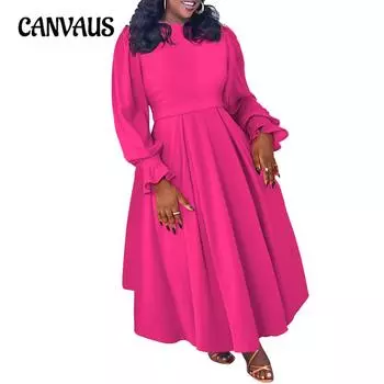 Женское осенне-зимнее элегантное платье Wind Banquet с большим подолом А-силуэта Платья больших размеров 1XL чёрный