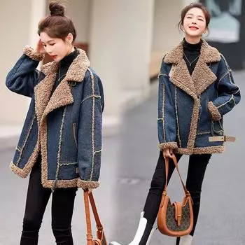 Женское осенне-зимнее цельное пальто из искусственного меха из овечьей шерсти, высокая куртка, топ