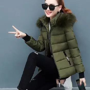 Женское осенне-зимнее хлопковое пальто, новое короткое хлопковое пальто, тонкое утолщенное пальто с большим меховым воротником, маленькое мужское хлопковое пальто M