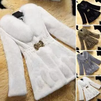 Женское осенне-зимнее однотонное толстое пальто с лацканами, плюшевое, с длинным рукавом, эластичная резинка на талии L чёрный