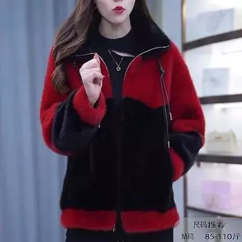 Женское осенне-зимнее пальто 2024 года, новое, универсальное, контрастные цвета, иностранный стиль, уменьшающее возраст, закрывающее живот, тонкое, Одежда M красный