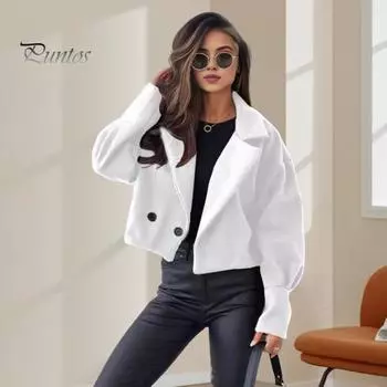 Женское осенне-зимнее пальто короткого типа с отложным воротником, однотонный свободный кардиган на пуговицах, куртка для поездок на работу, женская повседневная верхняя одежда L вино красного