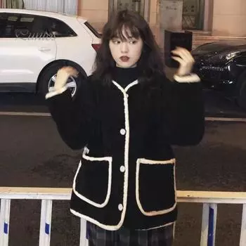 Женское осенне-зимнее пальто, однобортное, однотонное, свободные накладные карманы, термостойкий кардиган с длинными рукавами, повседневная куртка L хаки