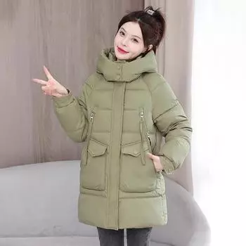 Женское осенне-зимнее пальто, однотонное, с капюшоном, большим карманом, средней длины, свободная, утолщенная, ветрозащитная женская куртка, 5 цветов M чёрный