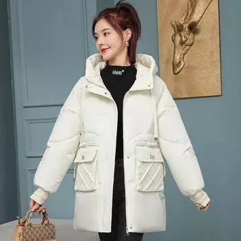 Женское осенне-зимнее пальто с капюшоном и длинным рукавом, сплошной цвет, карман на молнии, свободное теплое хлопковое пальто, куртка L бежевый