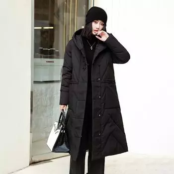 Женское осенне-зимнее пальто с капюшоном и длинными рукавами, однобортное свободное теплое длинное пальто с узлом M розы красного