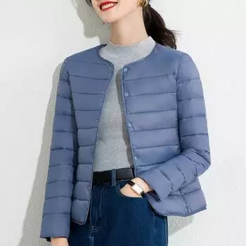 Женское осенне-зимнее пальто с подкладкой, однобортный однотонный кардиган с длинным рукавом, толстое теплое мягкое ветрозащитное женское пуховое пальто с V-образным вырезом 3XL темно-синий