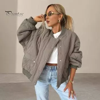 Женское осенне-зимнее пальто с застежкой на пуговицы, длинные рукава с карманами, свободная круглая горловина, повседневная куртка, однотонная верхняя одежда для школы и путешествий S чёрный