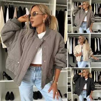 Женское осенне-зимнее пальто с застежкой на пуговицы, длинные рукава с карманами, свободная круглая горловина, повседневная куртка, однотонная верхняя одежда для школы и путешествий S чёрный