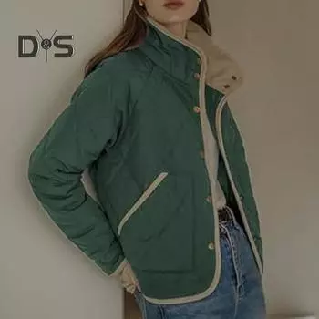 Женское осенне-зимнее пальто с застежкой на пуговицы, высоким воротником, тонкими подкладками, длинными рукавами, кардиганом, курткой с карманами, повседневной одеждой, верхней одеждой для работы на открытом воздухе L чёрный