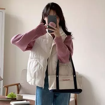 Женское осенне-зимнее пальто-стойка с воротником-стойкой, однотонное теплое пальто на молнии с большим карманом, свободный универсальный жилет M бежевый