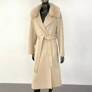 Женское осенне-зимнее пальто, универсальное кашемировое пальто, женское высококачественное шерстяное пальто с эффектом водной ряби, шерстяное пальто S чёрный