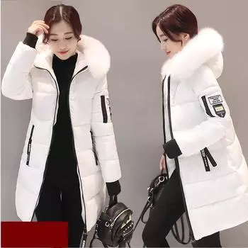 Женское осенне-зимнее пальто, утягивающее и утолщающее хлопковую куртку средней длины с большим шерстяным воротником, хлопковая куртка L армия зеленый