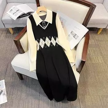 Женское осенне-зимнее платье из двух предметов, легкий свитер в зрелом стиле Royal Sister, вязаный нижний свитер, женский пуловер